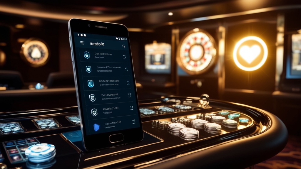 Android-Smartphone und Kompatibilitätsprüfung für eine APK im Casino-Setting