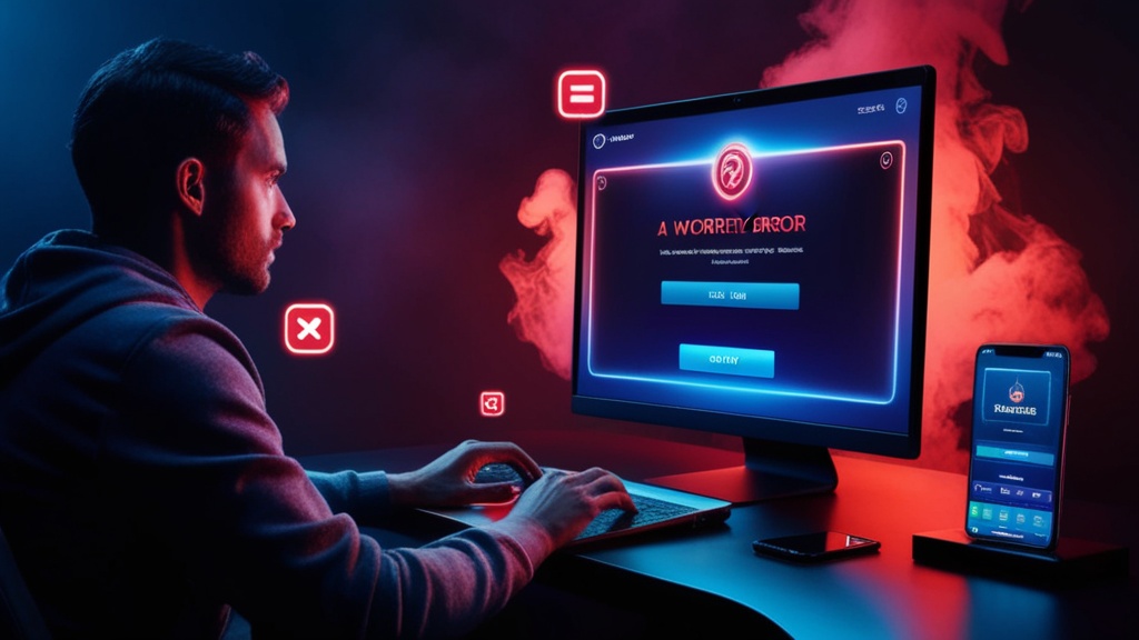 Fehlermeldung beim Login auf dunklem Casino-Bildschirm