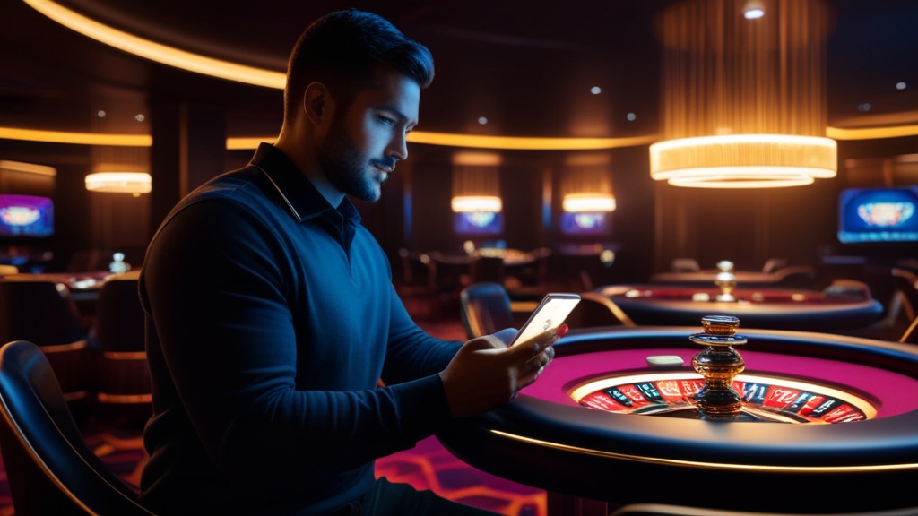 Spieler prüft im Casino eine Auszahlungsanfrage auf dem Handy